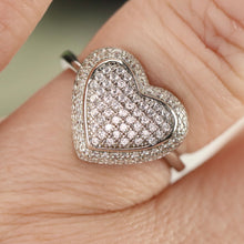 Load image into Gallery viewer, Sterling Silver studded CZ heart ring
