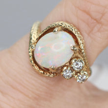 Load image into Gallery viewer, Estate Opal and diamond ring in yellow gold
