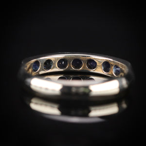 Vintage Blue sapphire band in yellow gold