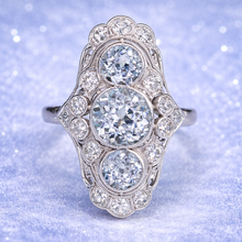 Load image into Gallery viewer, Estate vintage Edwardian style aquamarine plaque ring in 14k white gold