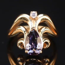 Load image into Gallery viewer, Estate tanzanite and diamond ring in 14k yellow gold from Manor Jewels