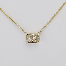 Load image into Gallery viewer, 50% OFF!  .92ct radiant cut lab grown diamond necklace in 14k yellow gold