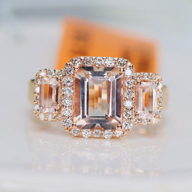 Morganite and diamond ring in 14k rose gold by Effy