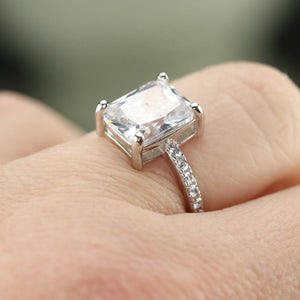 Sterling silver large scissor cut CZ ring