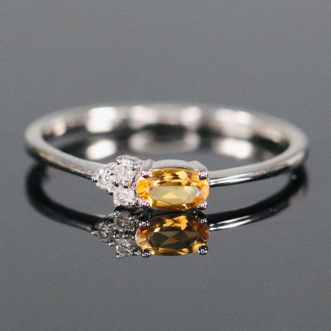 CLEARANCE!  Citrine and diamond ring in white gold