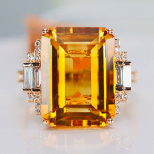 Load image into Gallery viewer, Emerald cut Citrine and diamond ring in 14k rose gold by Effy