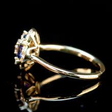 Load image into Gallery viewer, 50% OFF!  Sapphire and diamond cluster ring in 14k yellow gold *onyx deal*