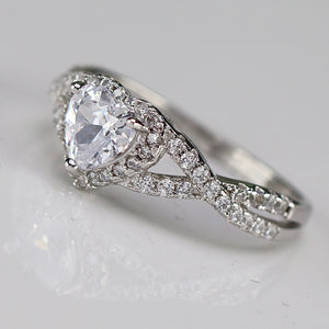 Sterling silver CZ heart ring