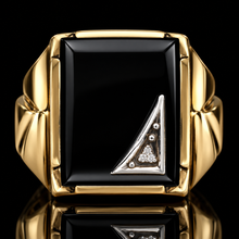 Load image into Gallery viewer, 30% OFF!  Classic vintage onyx and diamond ring in yellow gold