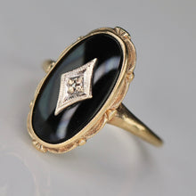 Load image into Gallery viewer, 30% OFF!  Classic estate vintage onyx and diamond ring in yellow gold