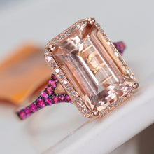 Load image into Gallery viewer, Morganite, pink sapphire, and diamond ring in 14k rose gold by Effy