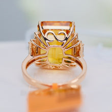 Load image into Gallery viewer, Emerald cut Citrine and diamond ring in 14k rose gold by Effy