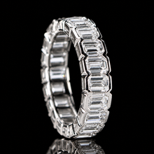 Load image into Gallery viewer, Lab grown diamond 4ctw emerald cut eternity band ring in platinum
