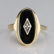 Load image into Gallery viewer, Classic estate vintage onyx and diamond ring in yellow gold