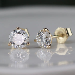 Lab grown 1.14ctw F-G/SI Diamond studs in 14k yellow gold