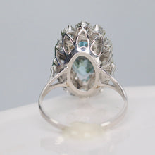 Load image into Gallery viewer, Aquamarine and OMC Diamond ring in 18k white gold