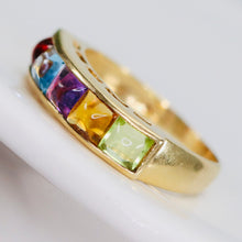Load image into Gallery viewer, Rainbow multi gemstone band in 14k yellow gold