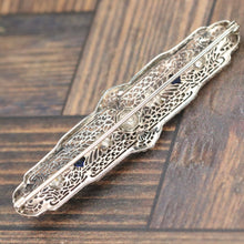 Load image into Gallery viewer, Large filigree brooch in 14k white gold with pearls