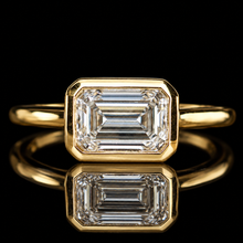 Load image into Gallery viewer, SPECIAL!  2ct emerald cut lab grown diamond ring in 14k yellow gold