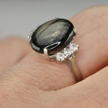 Load image into Gallery viewer, 40% OFF!  Estate vintage black star sapphire ring in white gold