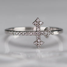 Load image into Gallery viewer, Sterling silver CZ cross ring