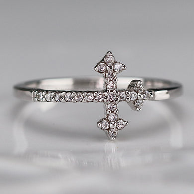 Sterling silver CZ cross ring