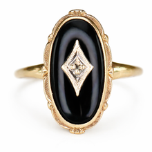 Load image into Gallery viewer, 30% OFF!  Classic estate vintage onyx and diamond ring in yellow gold