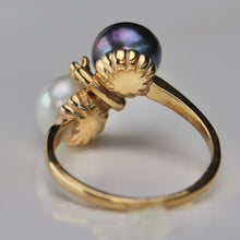 Load image into Gallery viewer, Estate Vintage pearl ring in 10k yellow gold