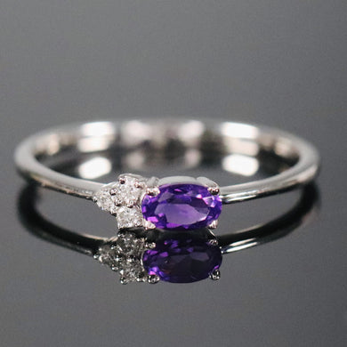 CLEARANCE! Amethyst and diamond ring in white gold