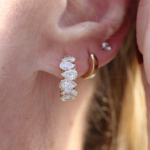 Lab grown 2.62ctw E-F/VVS diamond Huggies in 14k yellow gold