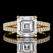 Load image into Gallery viewer, SPECIAL!  5.01ct asscher cut lab grown diamond ring in 14k yellow gold