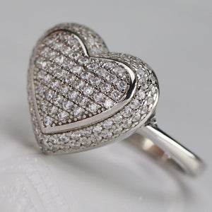 Sterling Silver studded CZ heart ring