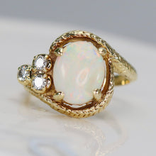 Load image into Gallery viewer, Estate Opal and diamond ring in yellow gold