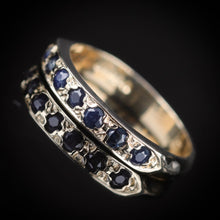 Load image into Gallery viewer, Vintage Blue sapphire band in yellow gold