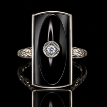 Load image into Gallery viewer, 35% OFF!  Classic estate vintage onyx and diamond ring in 14k white gold