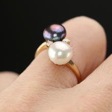 Load image into Gallery viewer, Estate Vintage pearl ring in 10k yellow gold