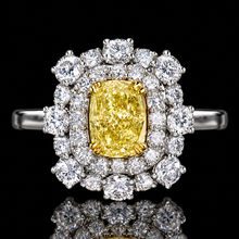 Load image into Gallery viewer, 40% OFF!  Yellow and white lab grown diamond cluster ring in 14k white gold