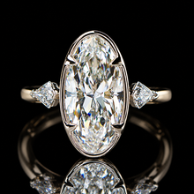 Load image into Gallery viewer, SPECIAL!  3.01ct E/VVS1 with IGI report moval cut lab grown diamond solitaire ring in 14k 2 tone gold