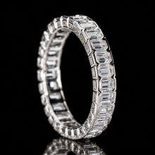 Load image into Gallery viewer, Lab grown diamond 2ctw emerald cut eternity band ring in 14k white gold