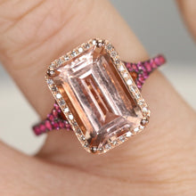Load image into Gallery viewer, Morganite, pink sapphire, and diamond ring in 14k rose gold by Effy
