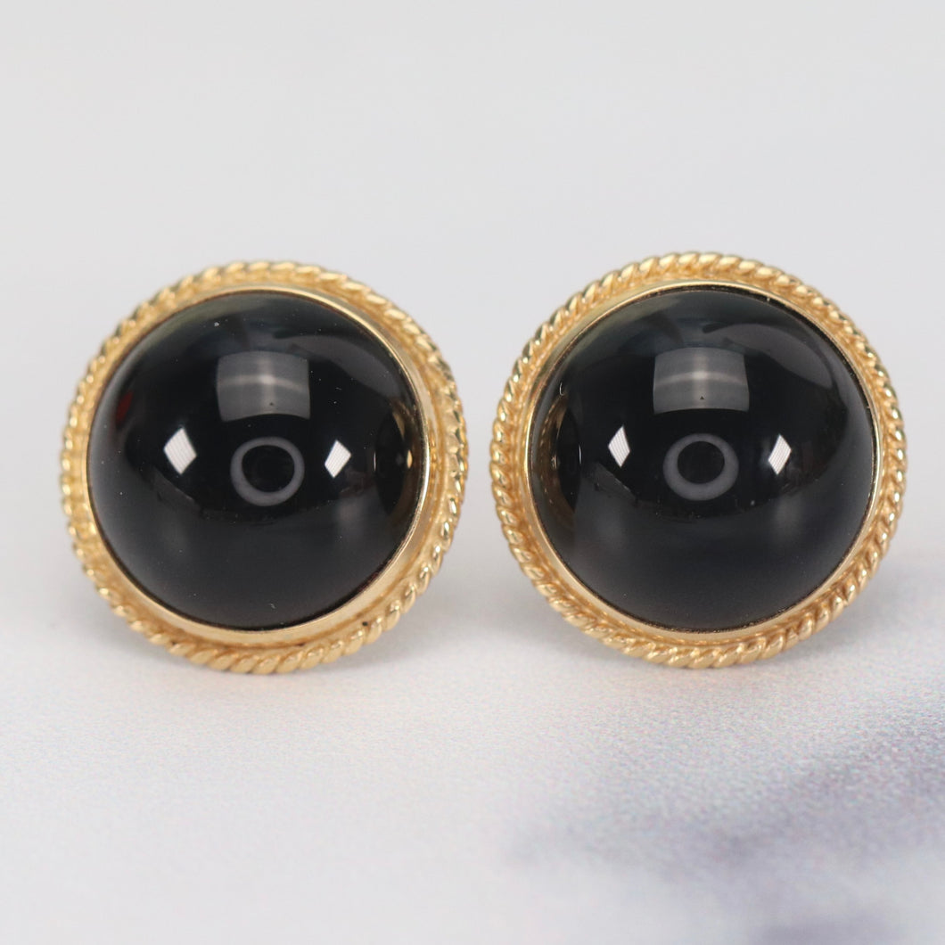 Vintage Onyx earrings in 14k yellow gold