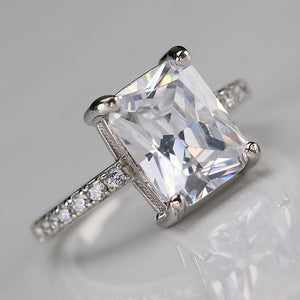 Sterling silver large scissor cut CZ ring