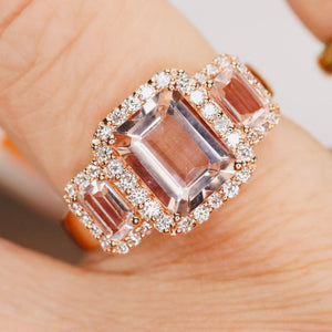 Morganite and diamond ring in 14k rose gold by Effy