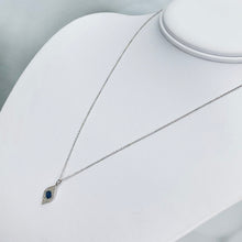 Load image into Gallery viewer, Blue sapphire and diamond evil eye necklace in 14k white gold by Effy