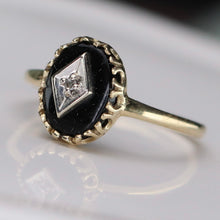 Load image into Gallery viewer, SPECIAL!  Classic vintage onyx and diamond ring in yellow gold