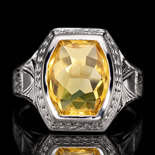 Load image into Gallery viewer, SPECIAL!  Vintage estate large citrine ring in white gold