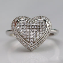 Load image into Gallery viewer, Sterling Silver studded CZ heart ring