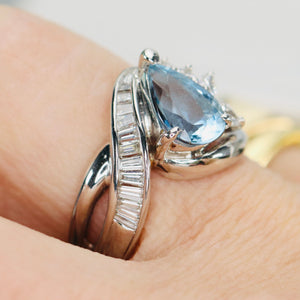 Estate Aquamarine and diamond ring in platinum *onyx deal*