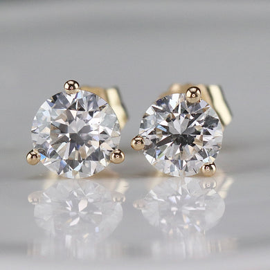 Lab grown 1.14ctw F-G/SI Diamond studs in 14k yellow gold