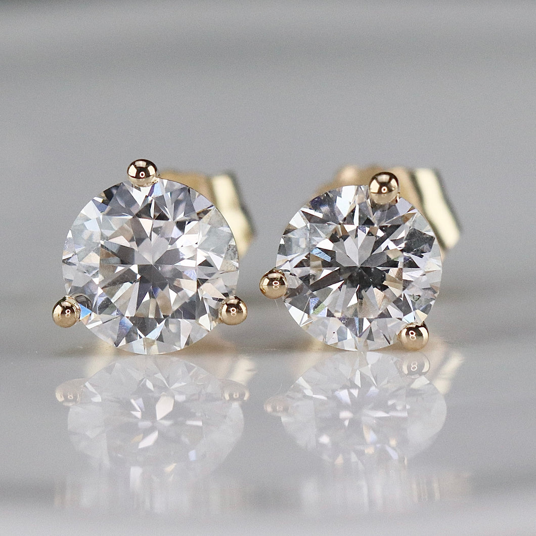 Lab grown 1.14ctw F-G/SI Diamond studs in 14k yellow gold